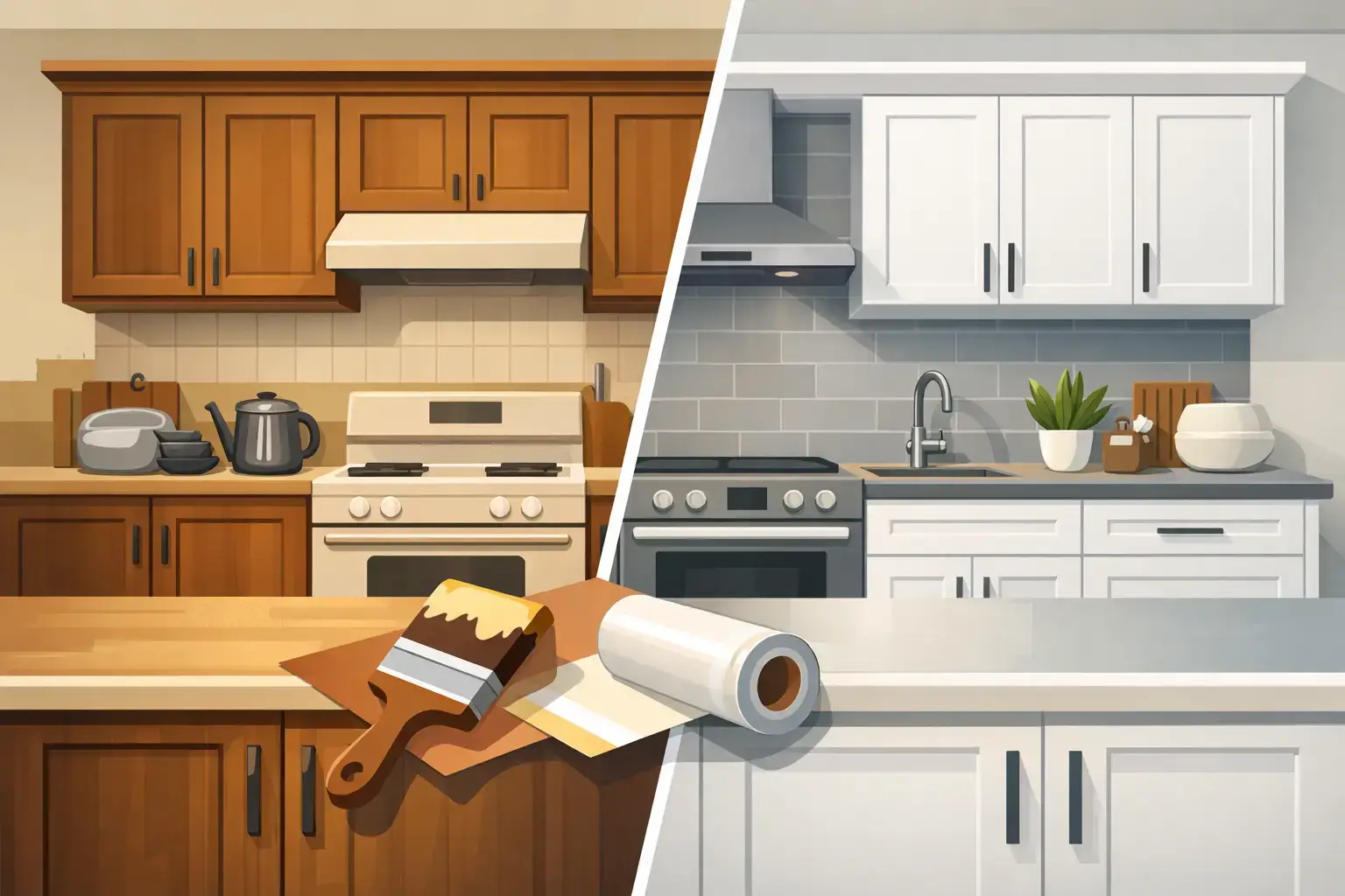 Kitchen Cabinet Refacing Before and After